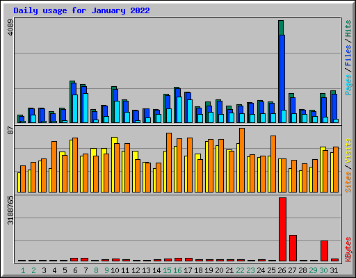 Daily usage for January 2022