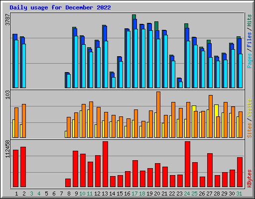 Daily usage for December 2022